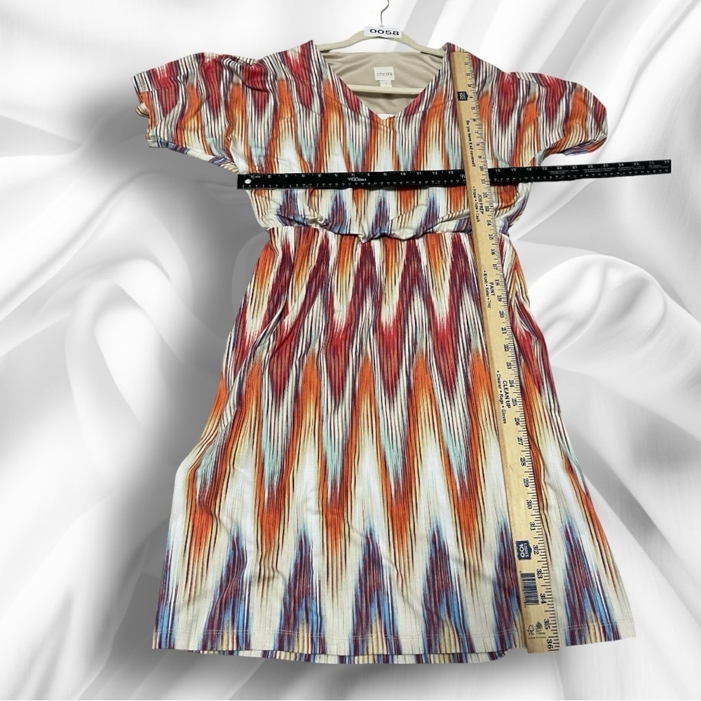 Chico’s NWT Ikat Print Multicolor Short Sleeve Dress Size Medium(Chico’s Size 1) - Picture 15 of 15